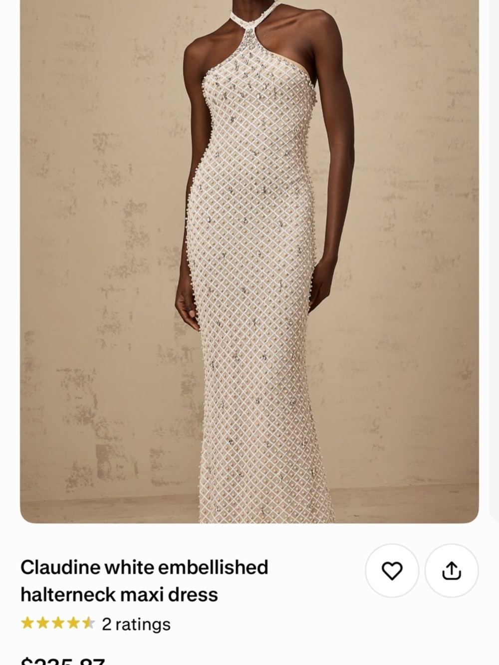 Claudine White Embellished Halter Maxi Dress